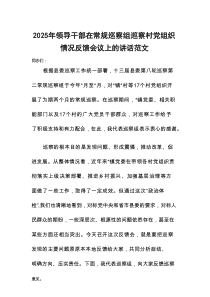 2025年领导干部在常规巡察组巡察村党组织情况反馈会议上的讲话范文