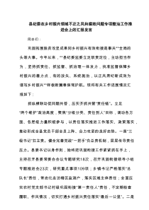 县纪委在乡村振兴领域不正之风和腐败问题专项整治工作推进会上的汇报发言（共8篇）