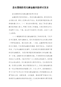 县长围绕防范化解金融风险研讨发言