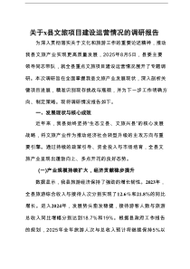 关于x县文旅项目建设运营情况的调研报告