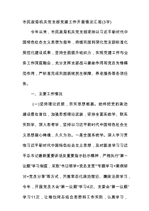 市民政局机关党支部党建工作开展情况汇报（3242字）
