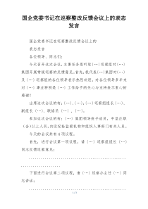 国企党委书记在巡察整改反馈会议上的表态发言