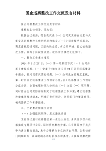 国企巡察整改工作交流发言材料