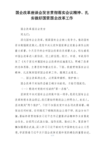 国企改革座谈会发言贯彻落实会议精神、扎实做好国资国企改革工作