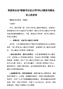 国有企业党委副书记在公司党风廉政建设专题会议上的发言
