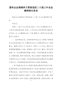 国有企业领域学习贯彻党的二十届三中全会精神研讨发言