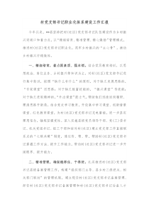 村党支部书记职业化体系建设工作汇报