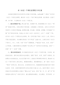 村社区干部队伍管理工作汇报
