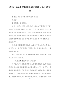 在2025年全区年轻干部交流研讨会上的发言