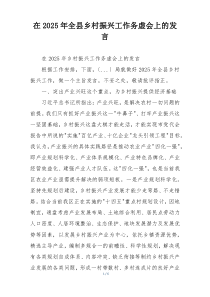 在2025年全县乡村振兴工作务虚会上的发言
