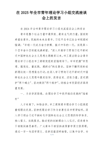 在2025年全市青年理论学习小组交流座谈会上的发言