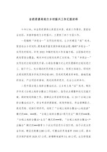 自然资源局助力乡村振兴工作汇报材料
