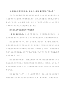 财务部总经理工作汇报做好企业高质量发展的啄木鸟
