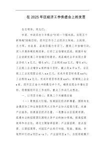 在2025年区经济工作务虚会上的发言