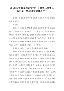 在2025年县委理论学习中心组第三次集体学习会上的研讨发言政治三力