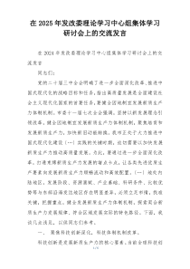 在2025年发改委理论学习中心组集体学习研讨会上的交流发言