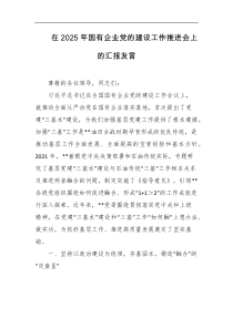 在2025年国有企业党的建设工作推进会上的汇报发言