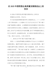 在2025年国资国企高质量发展推进会上的发言