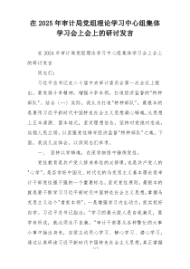 在2025年审计局党组理论学习中心组集体学习会上会上的研讨发言
