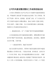 公司作风建设整改整治工作成效经验总结