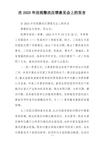 在2025年巡视整改反馈意见会上的发言