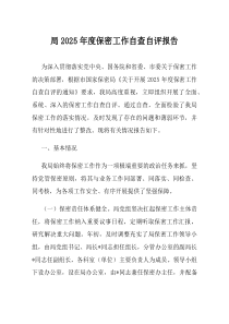 局2025年度保密工作自查自评报告