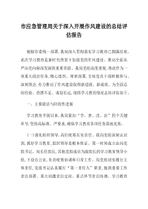 市应急管理局关于深入开展作风建设的总结评估报告