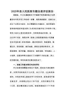 2025年县人民医院专题自查评估报告