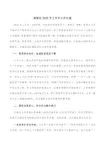 高新区20XX年上半年工作汇报