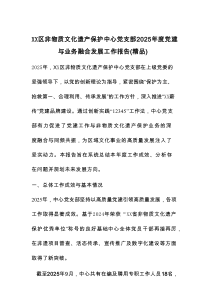 XX区非物质文化遗产保护中心党支部2025年度党建与业务融合发展工作报告（精品）