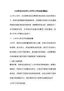 XX单位2025年上半年工作总结（精品）