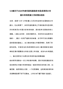 XX镇关于2025年度巩固拓展脱贫攻坚成果同乡村振兴有效衔接工作的情况报告