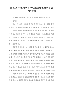 在2025年理论学习中心组主题教育研讨会上的发言