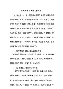 党支部学习教育工作总结