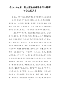 在2025年第二批主题教育理论学习专题研讨会上的发言