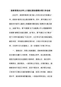 县教育局2025年人大建议政协提案办理工作总结