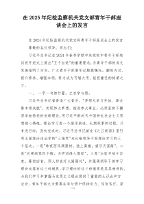 在2025年纪检监察机关党支部青年干部座谈会上的发言