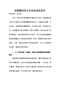 巡视整改民主生活会表态发言