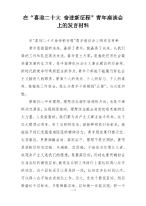 在“喜迎二十大 奋进新征程”青年座谈会上的发言材料