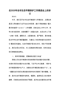 在2025年全市生态环境保护工作推进会上的讲话
