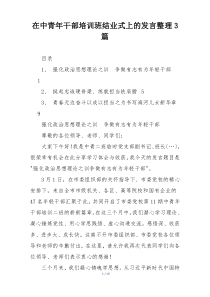 在中青年干部培训班结业式上的发言整理3篇