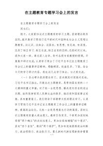 在主题教育专题学习会上的发言
