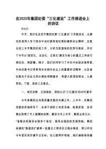在2025年纪委“三化建设”工作推进会上的讲话（集团公司）
