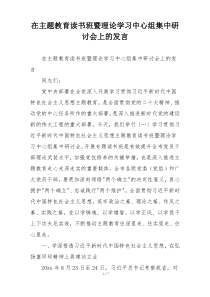 在主题教育读书班暨理论学习中心组集中研讨会上的发言
