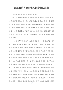 在主题教育阶段性汇报会上的发言