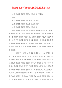 在主题教育阶段性汇报会上的发言2篇