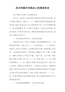 在乡村振兴交流会上的典型发言