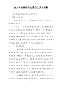 在乡街政法委员交流会上发言材料
