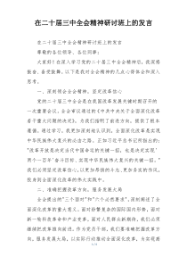 在二十届三中全会精神研讨班上的发言