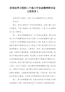 在传达学习党的二十届三中全会精神研讨会上的发言1